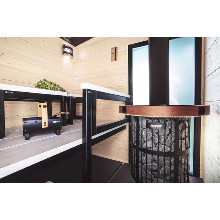 HARVIA Duo glasvæg 9 x 21, inklusiv ramme, sort aluminium