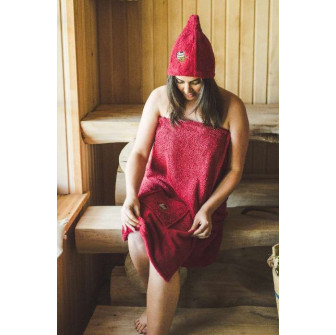 Saunaforklæde til kvinder - BURGUNDY