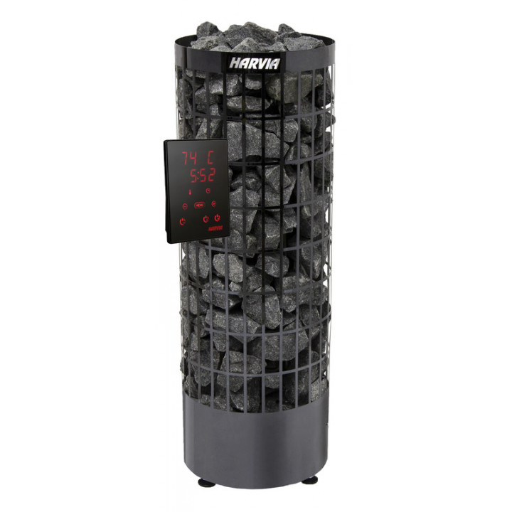 Elektrisk saunaovn - HARVIA Cilindro Black Steel PC70XE 6,8 kW, udstillingsvare