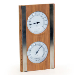 SAUFLEX termo-hygrometer, cedertræ, hvid farve  SAUFLEX termo-hygrometer, cedertræ, hvid farve