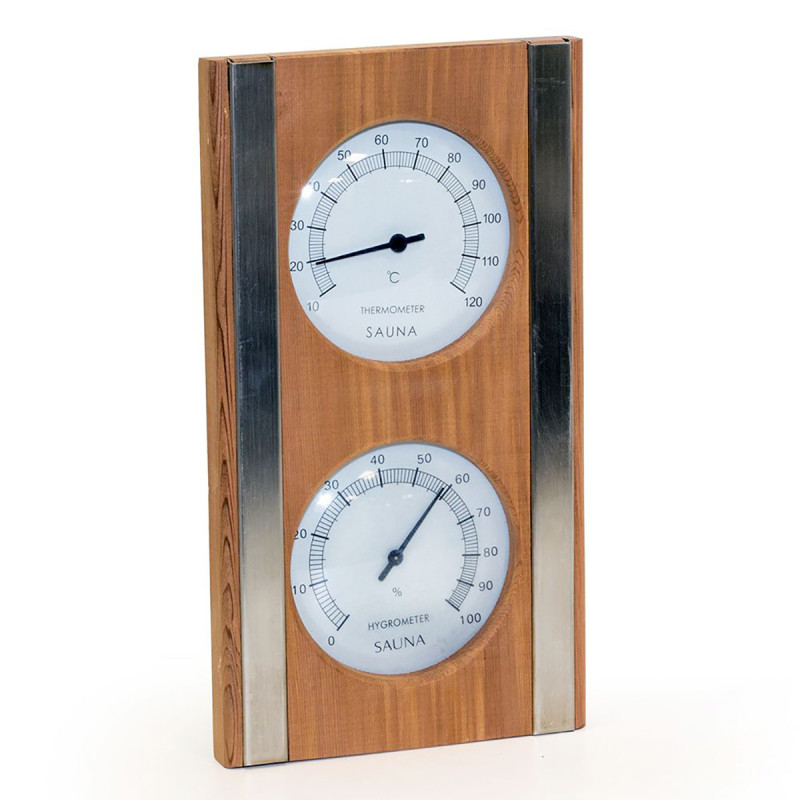 SAUFLEX termo-hygrometer, cedertræ, hvid farve