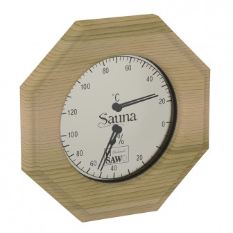 SAWO termo-hygrometer 241-THD, ottekantet, cedertræ