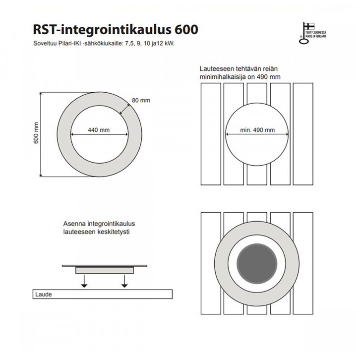 Indstøbningsflange 600 - til IKI Pilari varmelegeme