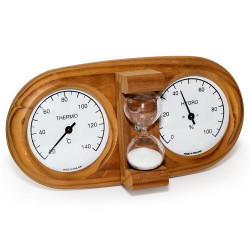 SAUNIA 3-i-1 termo-hygrometer med sandtimer 591L  SAUNIA 3-i-1 termo-hygrometer med sandtimer 591L