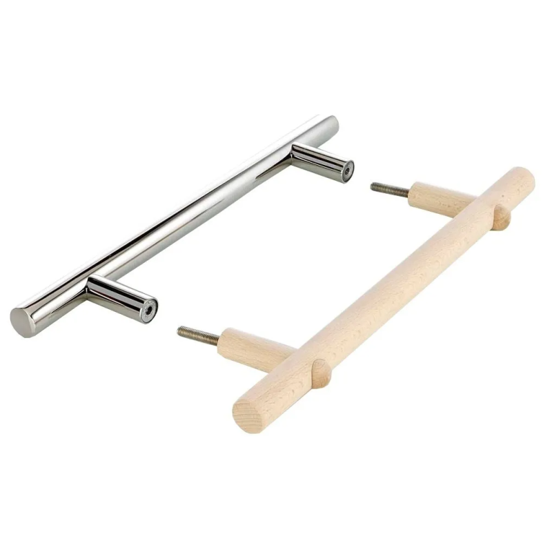 Dørgrebssæt i rustfrit stål og træ