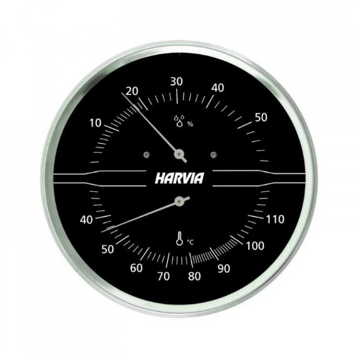 HARVIA termo-hygrometer rundt, sort