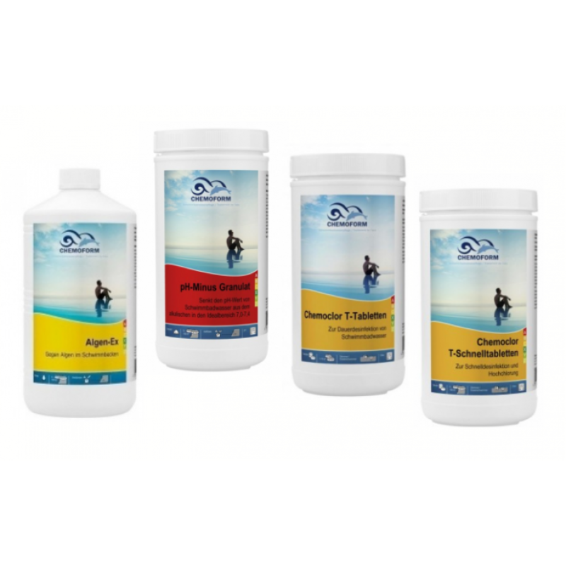 CHEMOFORM kemikaliesæt til svømmebassiner med papirpatronfilter, lille
