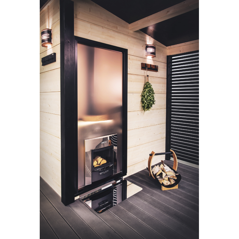 HARVIA Duo glasvæg 9 x 19 med ramme, aluminium sort