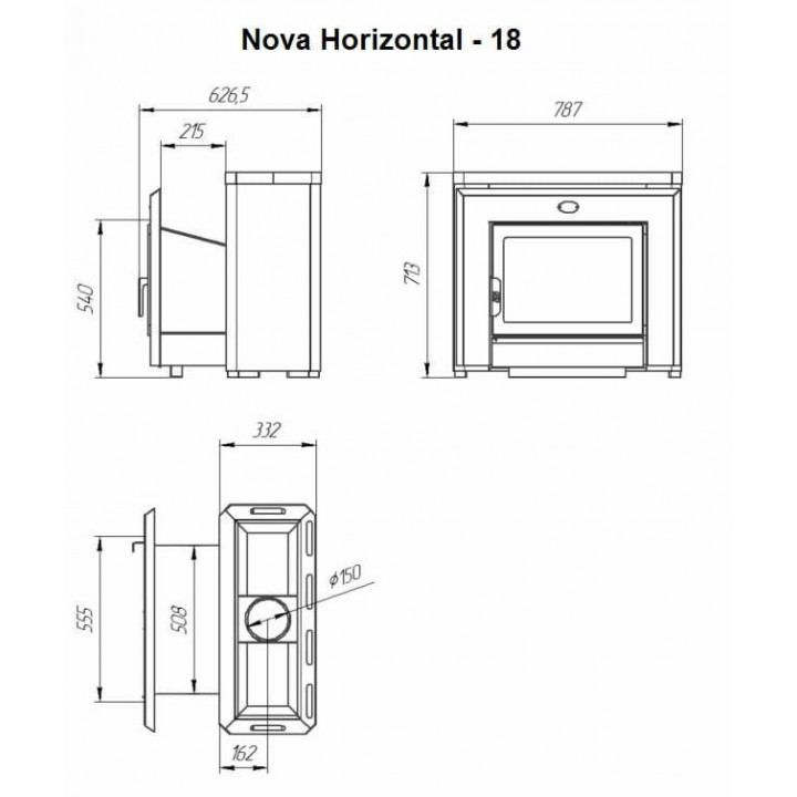 Brændefyret saunaovn - NOVA HORIZONTAL 26