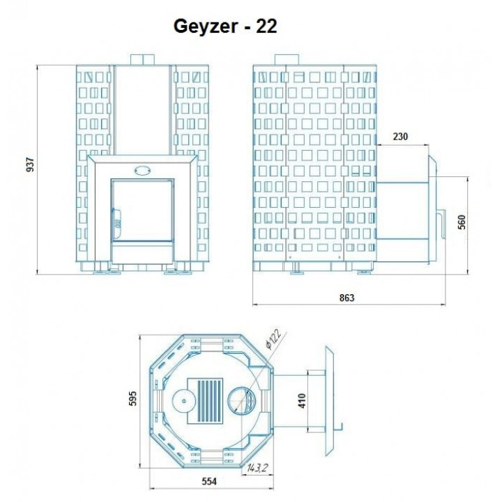 Brændefyret saunaovn - NOVA GEYZER 22