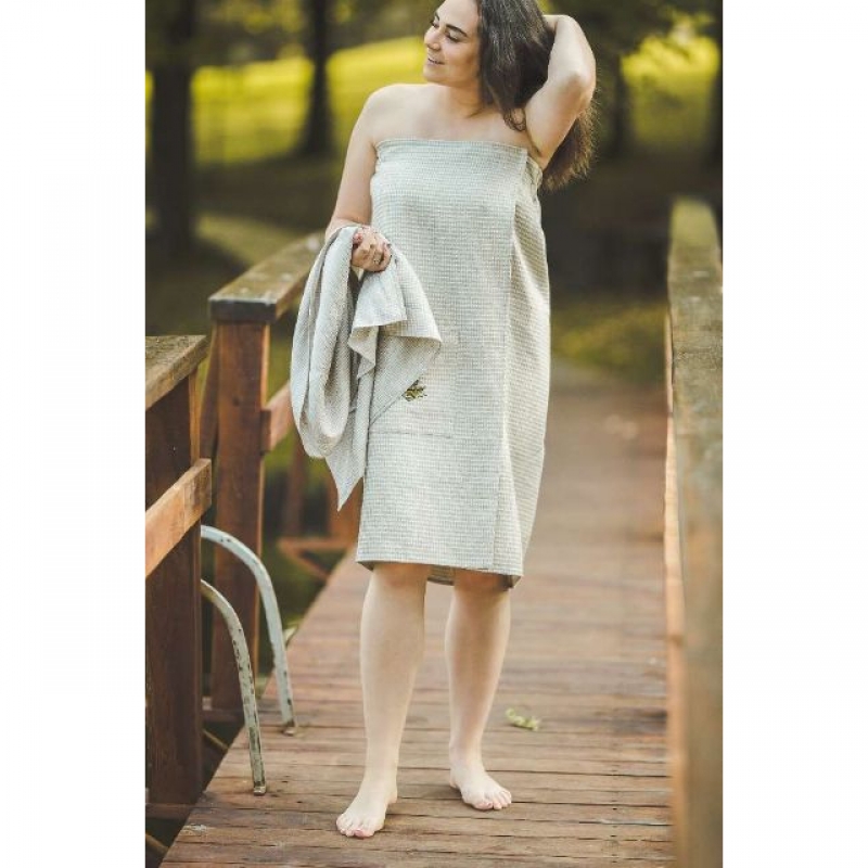 Saunaforklæde til kvinder, linned