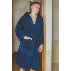 Bomuldsblå hættekåbe 