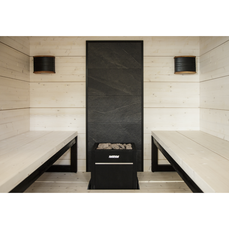 HARVIA stenvæg, sort ramme