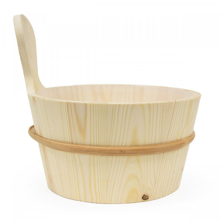 SAWO 4 l træspand og 36 cm øse, fyrretræ