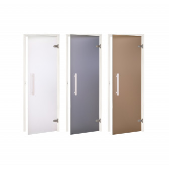AD glas sauna dør, hvid ramme, mat glas