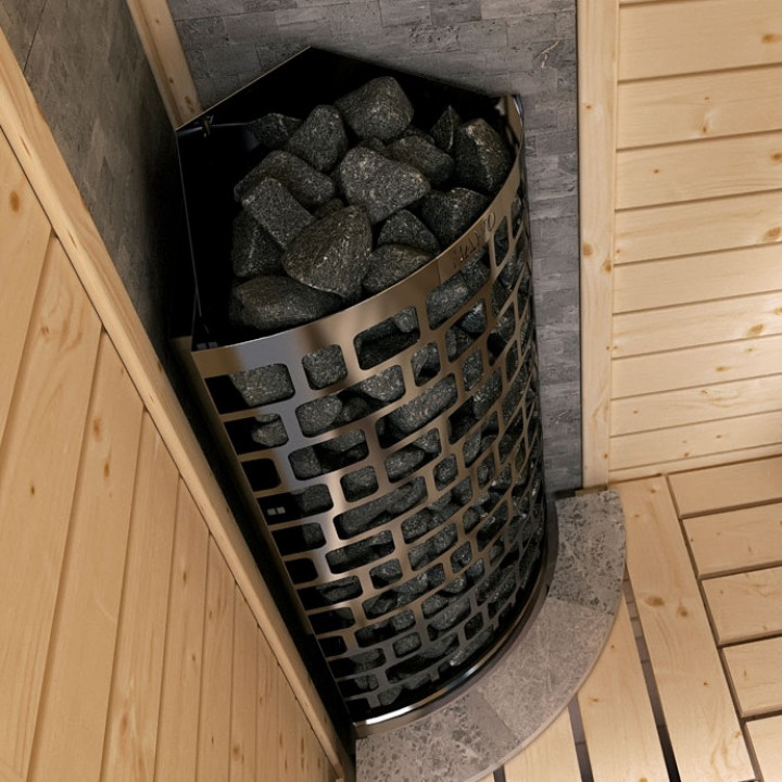 Elektrisk saunaovn – SAWOTEC Ari Corner 7,5 kW, uden styreenhed