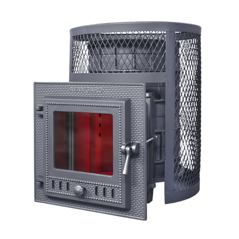 Brænde saunaovn GEFEST- Avangard 24 (М) i et rundt gitter