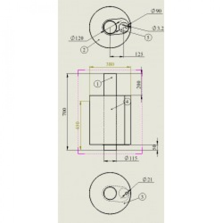 TANK TIL SAUNA 45 L 0,8 mm, 115/D115
