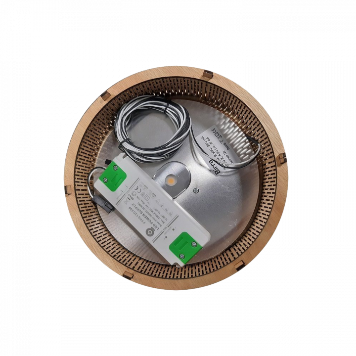 BIRRA LED rund saunalampe, lyst træ