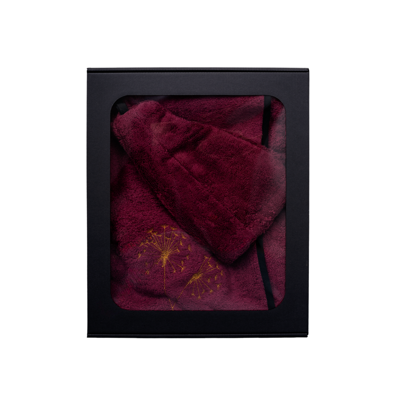 Gavesæt i gaveæske til HENDE. Dame saunahat og forklæde - BURGUNDY