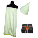 Gavesæt i gaveæske til HENDE. Dame saunahat og forklæde LYS GRØN - 0