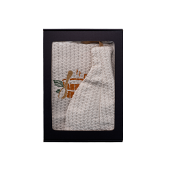 Gavesæt i gaveæske til HAM. Herre saunahat og forklæde - HØR, broderet 