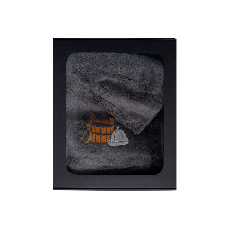 Gavesæt i gaveæske til HAM. Herre saunahat og forklæde - GRÅ