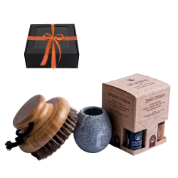 Gavesæt i gaveæske DUFTENDE VARME. En børste, en kop til dufte og æteriske olier 