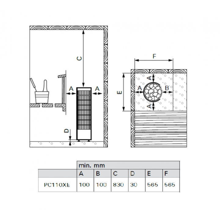 Elektrisk saunaovn - HARVIA Cilindro PC110XE 10,8 kW