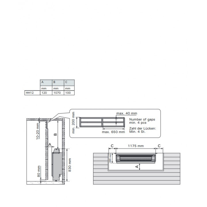 Elektrisk saunaovn - HARVIA skjult varmelegeme HH12 12,00 kW