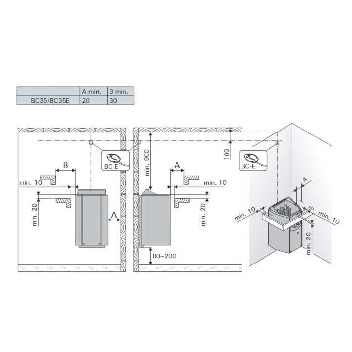 Elektrisk saunaovn - HARVIA Vega Compact BC35 med kontrolpanel