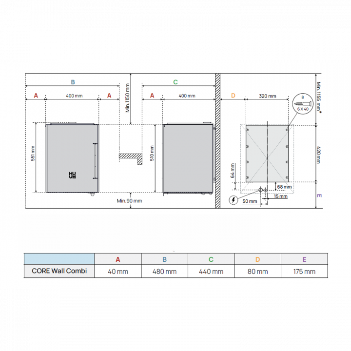 Elektrisk saunaovn - HUUM Core Wall Combi, sort