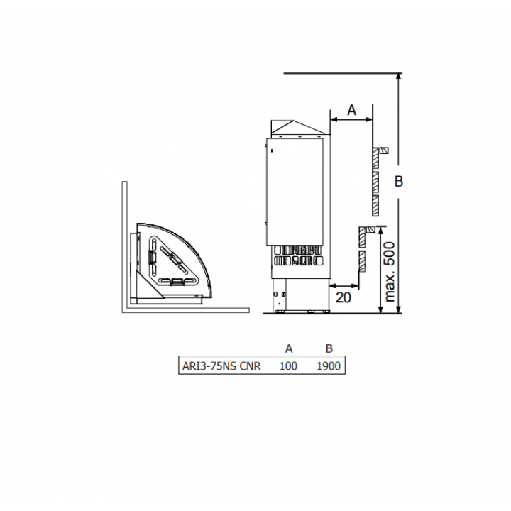 Elektrisk saunaovn – SAWOTEC Ari Corner 7,5 kW, uden styreenhed