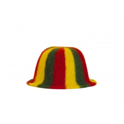 Saunahat - Stribet, gul, grøn, rød  Saunahat - Stribet, gul, grøn, rød