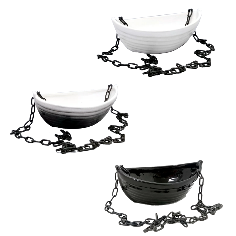 Keramisk beholder til dufte - båd med kæde