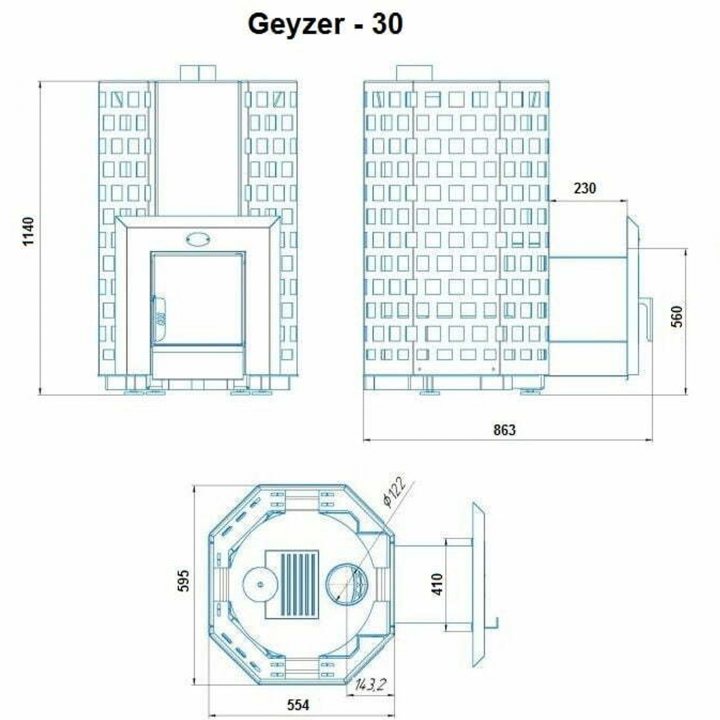 Brændefyret saunaovn - NOVA GEYZER 30