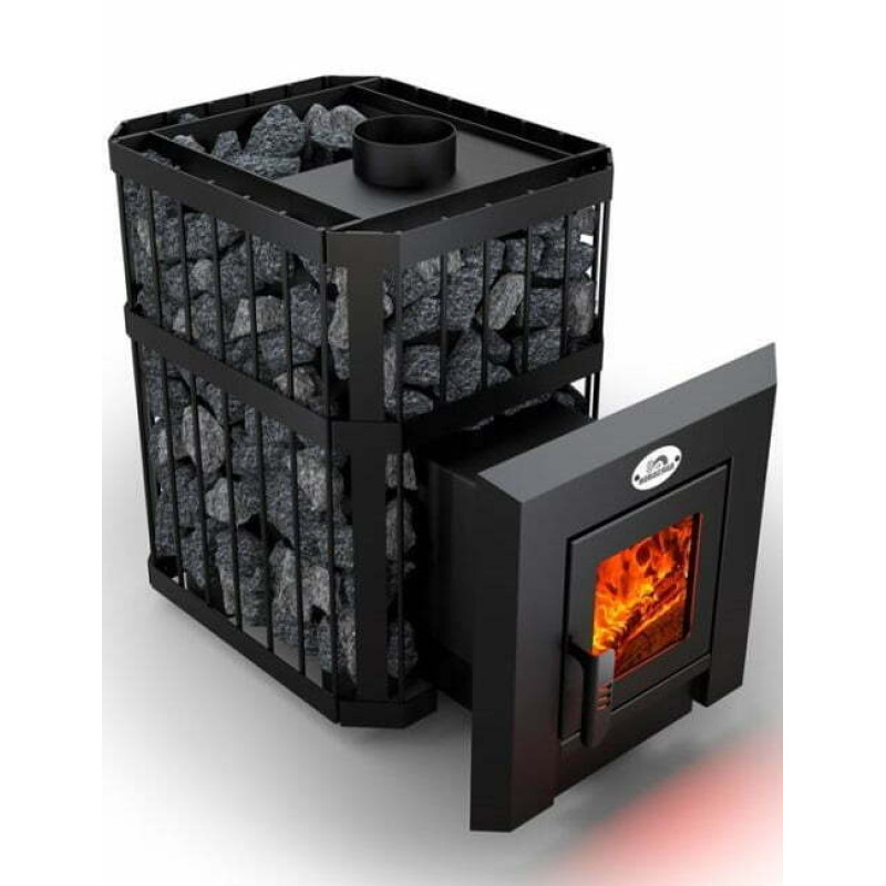 Brænde saunaovn - NOVA KLASSIK 26 med netværk, glasdøre