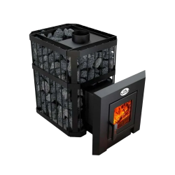 Brænde saunaovn - NOVA KLASSIK 12 med netværk, glasdøre 