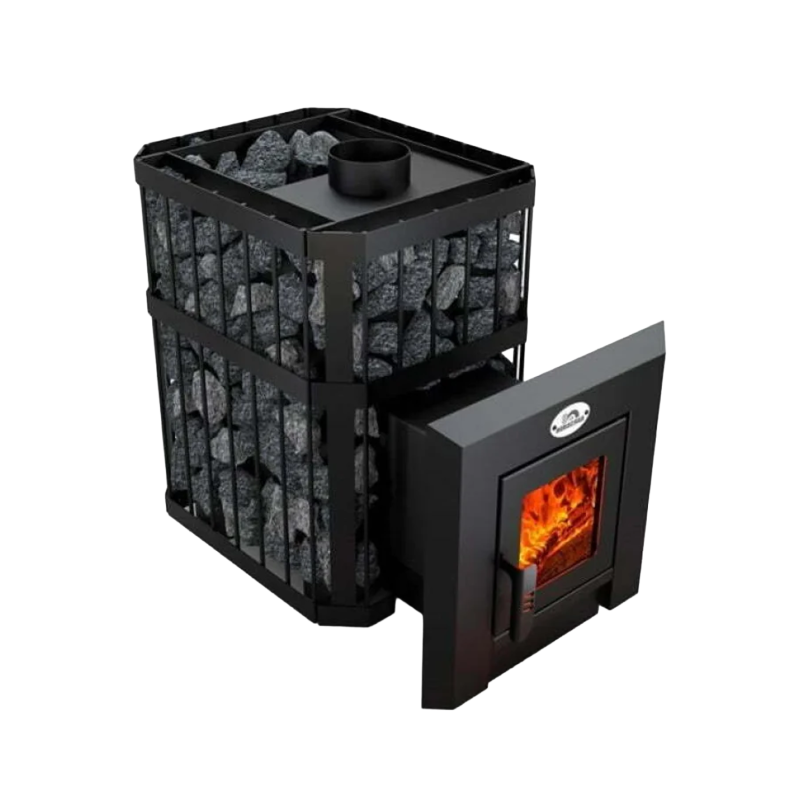 Brænde saunaovn - NOVA KLASSIK 18 med netværk, glasdøre