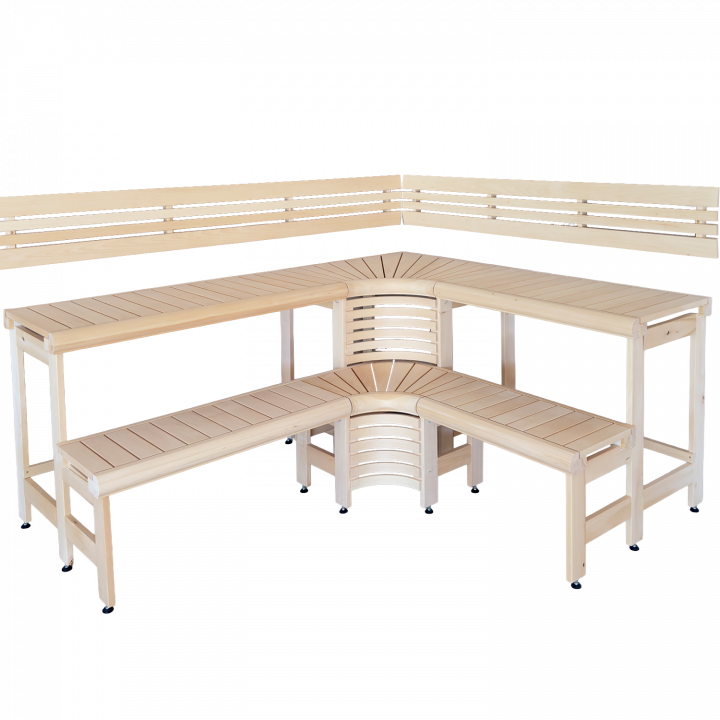 Modulære saunabænke med “Sun Corner”-design 2114 × 2406 mm