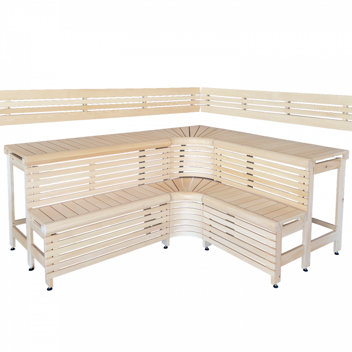 Modulære saunabænke med “Sun Corner”-design 2114 × 2406 mm