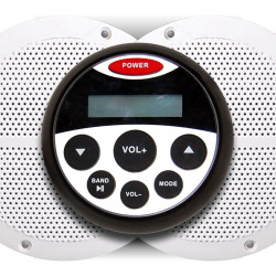 Musikcentersæt, vandtæt med to højttalere  Musikcentersæt, vandtæt med to højttalere