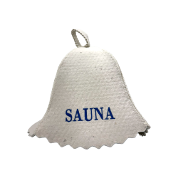 Saunahat - SAUNA, med blå skrift 