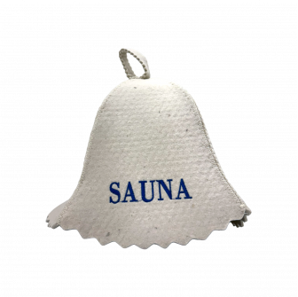 Saunahat - SAUNA, med blå skrift