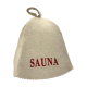 Saunahat - Sauna, med rød skrift