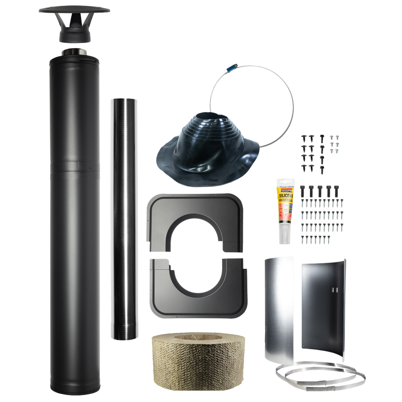 Stålisoleret skorstensæt - HARVIA, sort