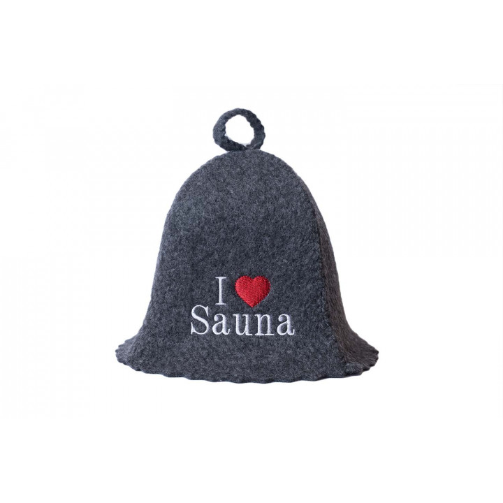 Saunahat - jeg elsker sauna, grå
