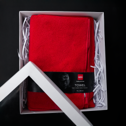 Håndklæde i gaveæske, HARVIA, 70 x 140 cm, rød 