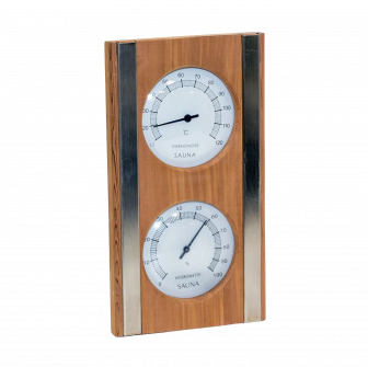 SAUFLEX termo-hygrometer, cedertræ, hvid farve