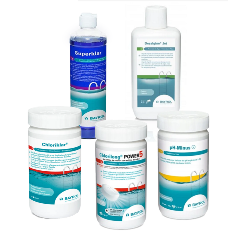 Vedligeholdelsessæt til pools med patronfilter, med klor